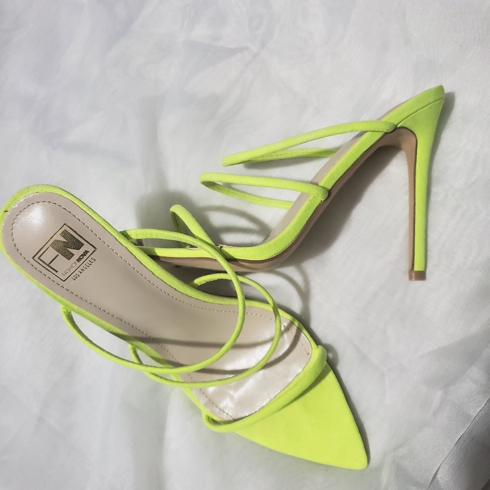 Fashion Nova VERY SEXY Neon Yellow Sandals